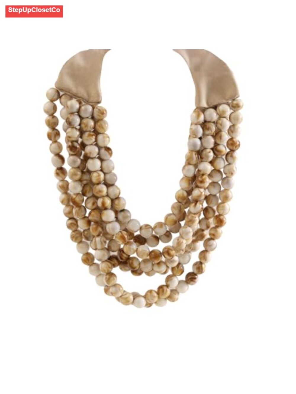 Multicolor Multi-Strand Resin Bead Choker Statement Necklace Vegan Leather